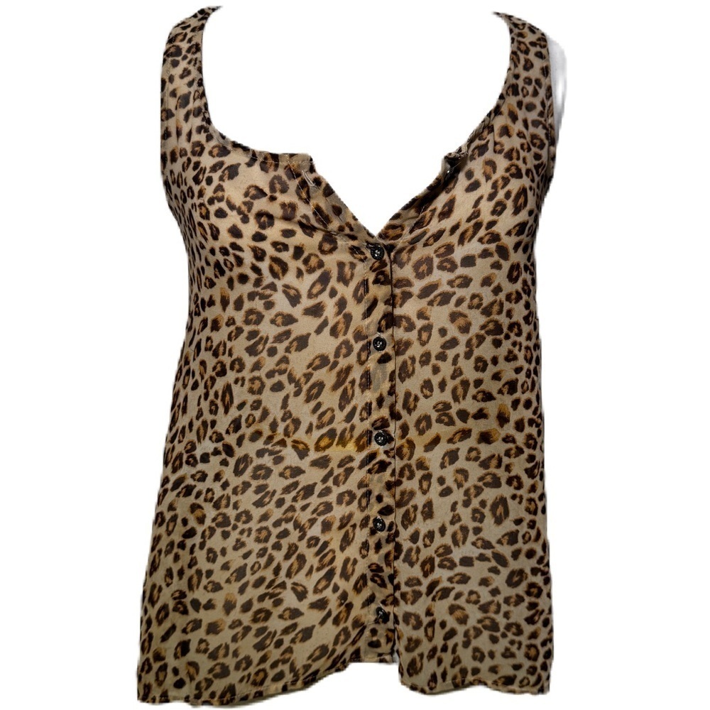 Garage Woman’s sleeveless Button Down Animal Print Size S
